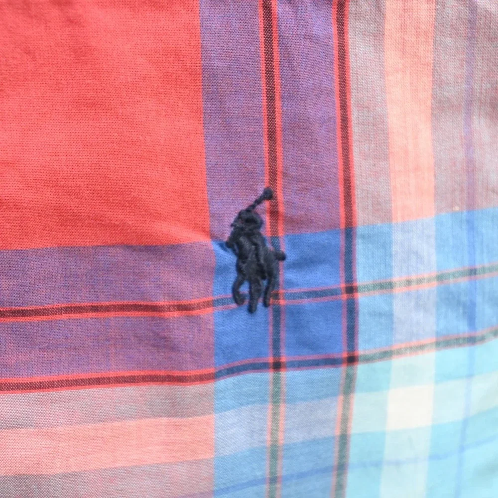Polo Ralph Lauren Sleepwear Button Up Shirt Plaid Short‎ Sleeve Mens Size Large